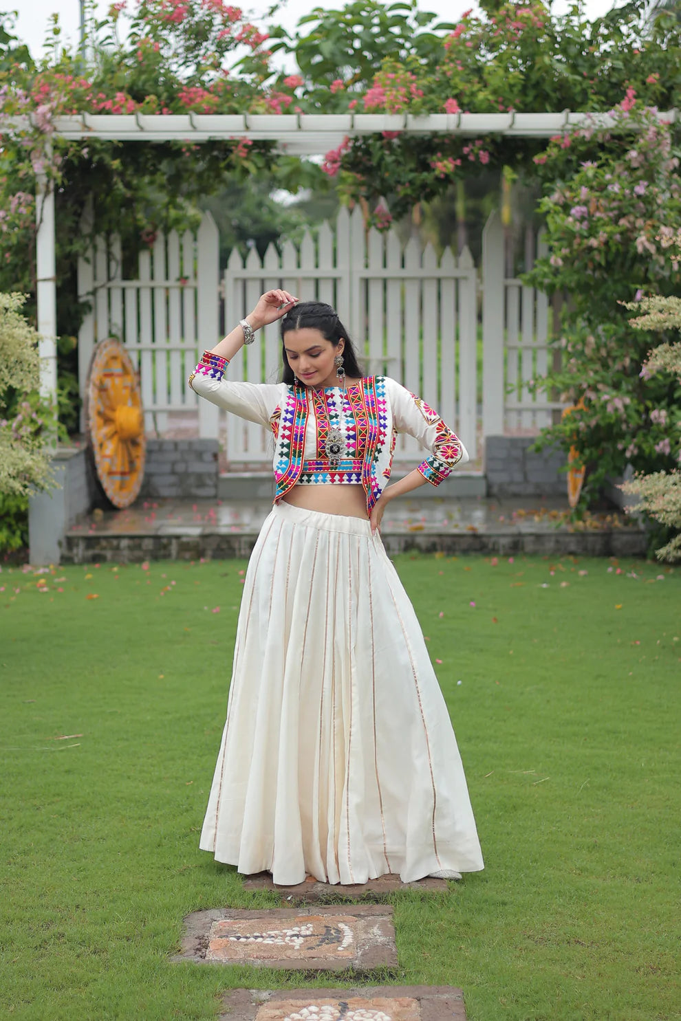 NAVRATRI SPECIAL GAMTHI EMNBROIDERED LEHENGA CHOLI WITH KOTI(WD184) 04