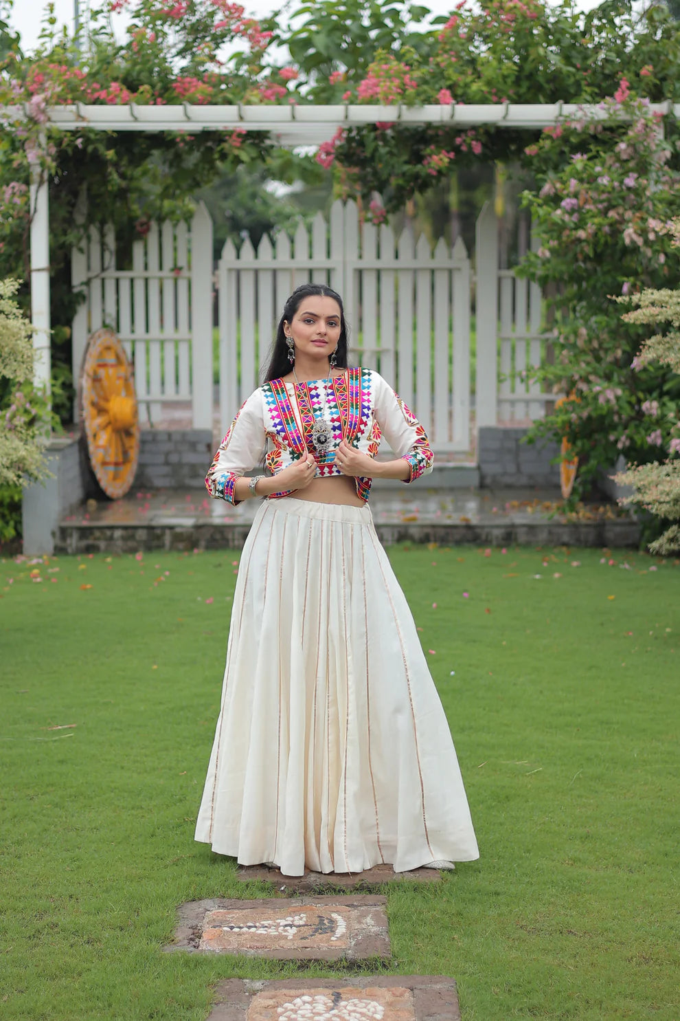 NAVRATRI SPECIAL GAMTHI EMNBROIDERED LEHENGA CHOLI WITH KOTI(WD184) 04