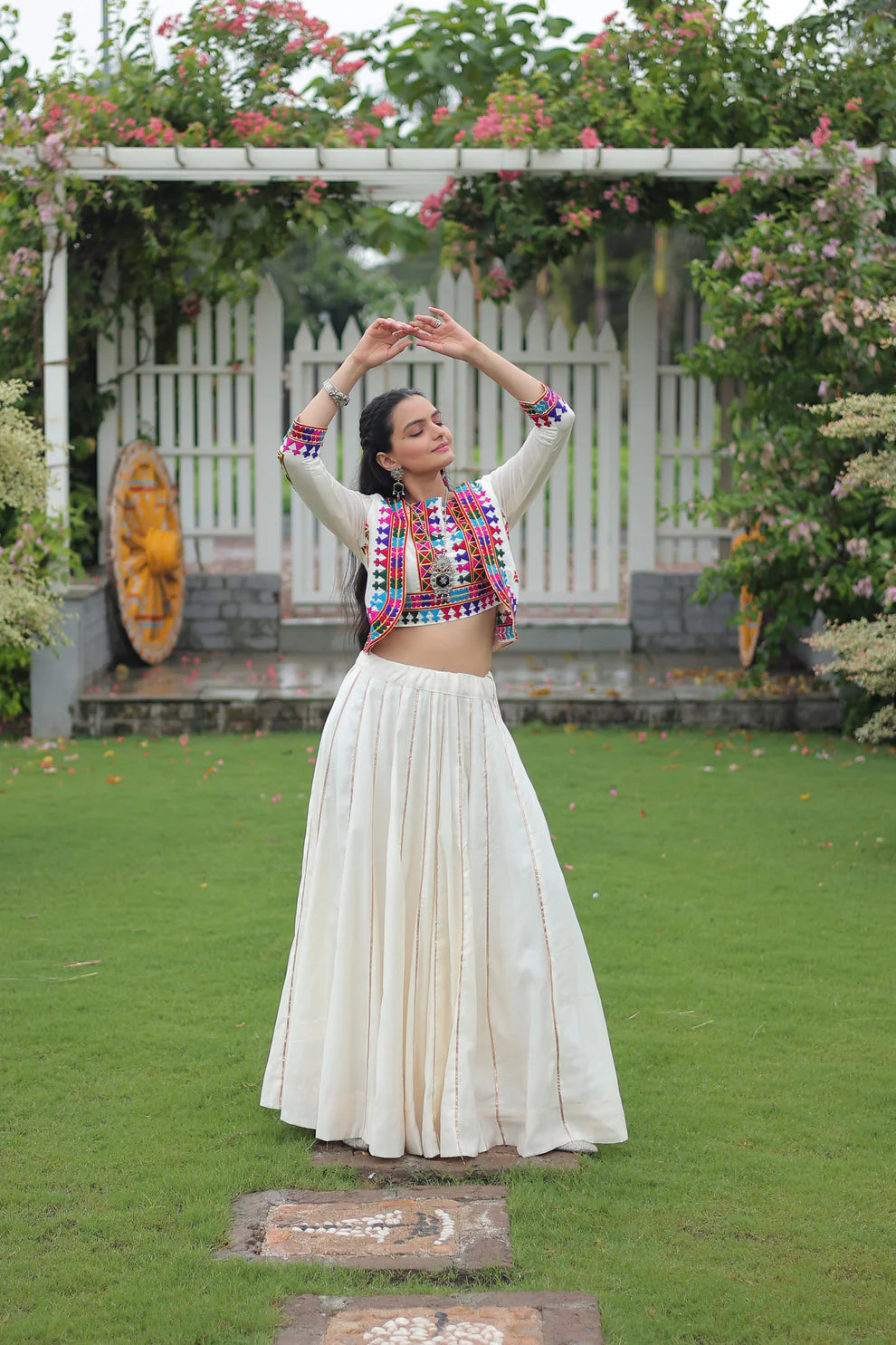 NAVRATRI SPECIAL GAMTHI EMNBROIDERED LEHENGA CHOLI WITH KOTI(WD184) 04