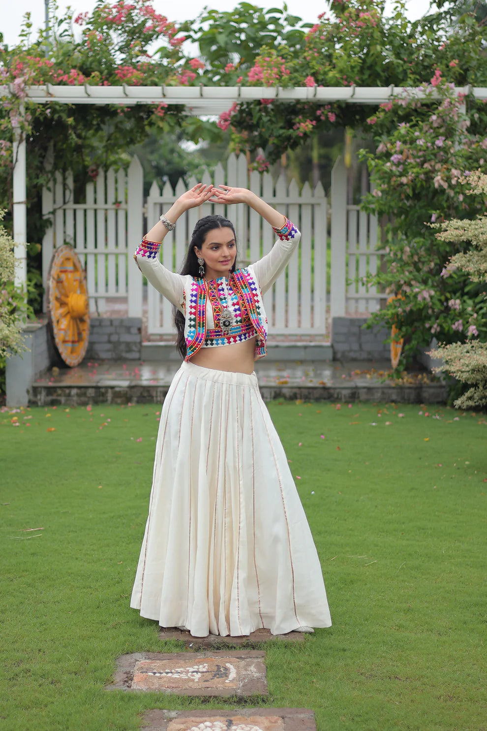 NAVRATRI SPECIAL GAMTHI EMNBROIDERED LEHENGA CHOLI WITH KOTI(WD184) 04