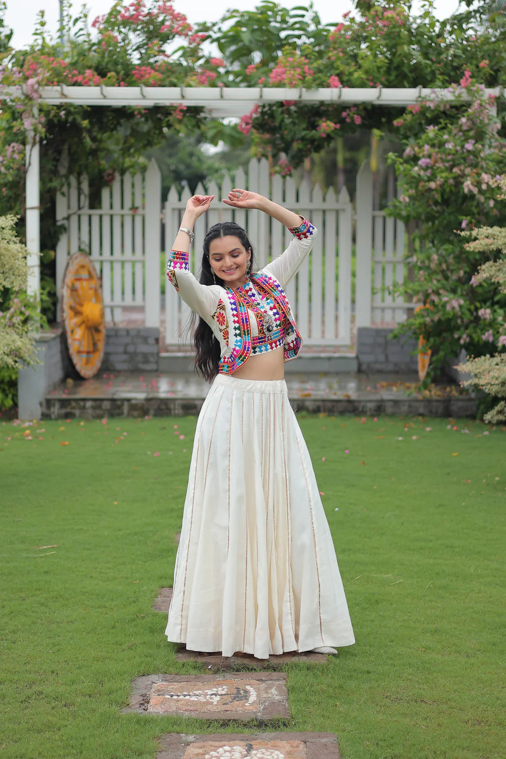 NAVRATRI SPECIAL GAMTHI EMNBROIDERED LEHENGA CHOLI WITH KOTI(WD184) 04