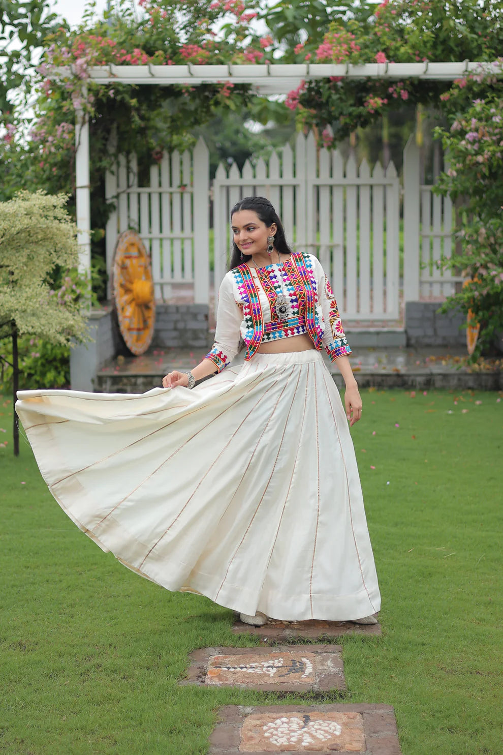 NAVRATRI SPECIAL GAMTHI EMNBROIDERED LEHENGA CHOLI WITH KOTI(WD184) 04