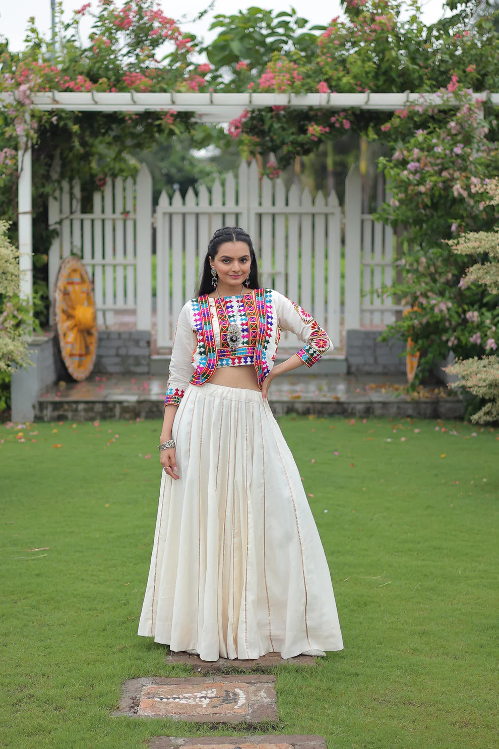 NAVRATRI SPECIAL GAMTHI EMNBROIDERED LEHENGA CHOLI WITH KOTI(WD184) 04