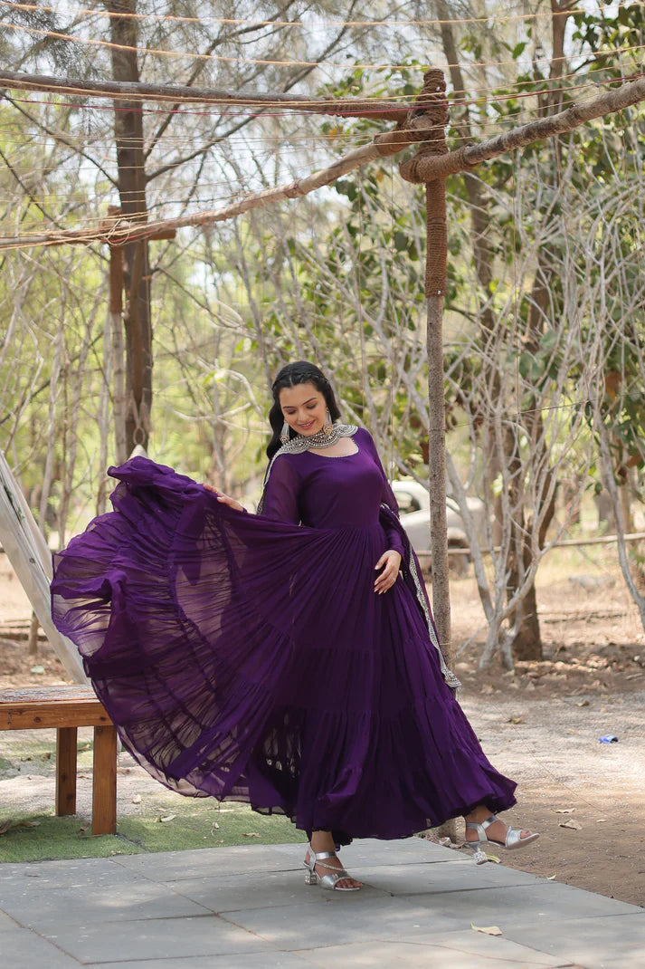 Desirable Women's gown Made With Faux Blooming Fabrics and Designer Embroidered Dupatta(WD16) (05)