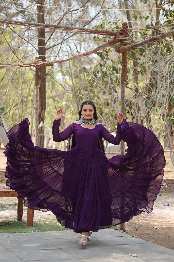 Womensavtar Desirable Women's gown Made With Faux Blooming Fabrics and Designer Embroidered Dupatta