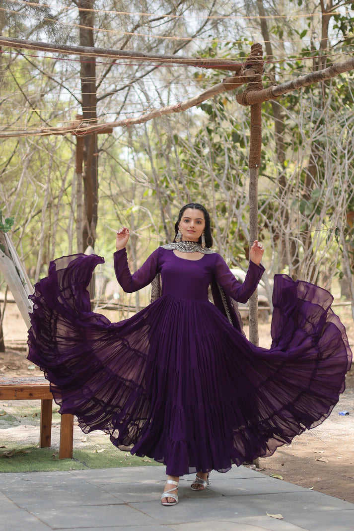 Desirable Women's gown Made With Faux Blooming Fabrics and Designer Embroidered Dupatta(WD16) (05)