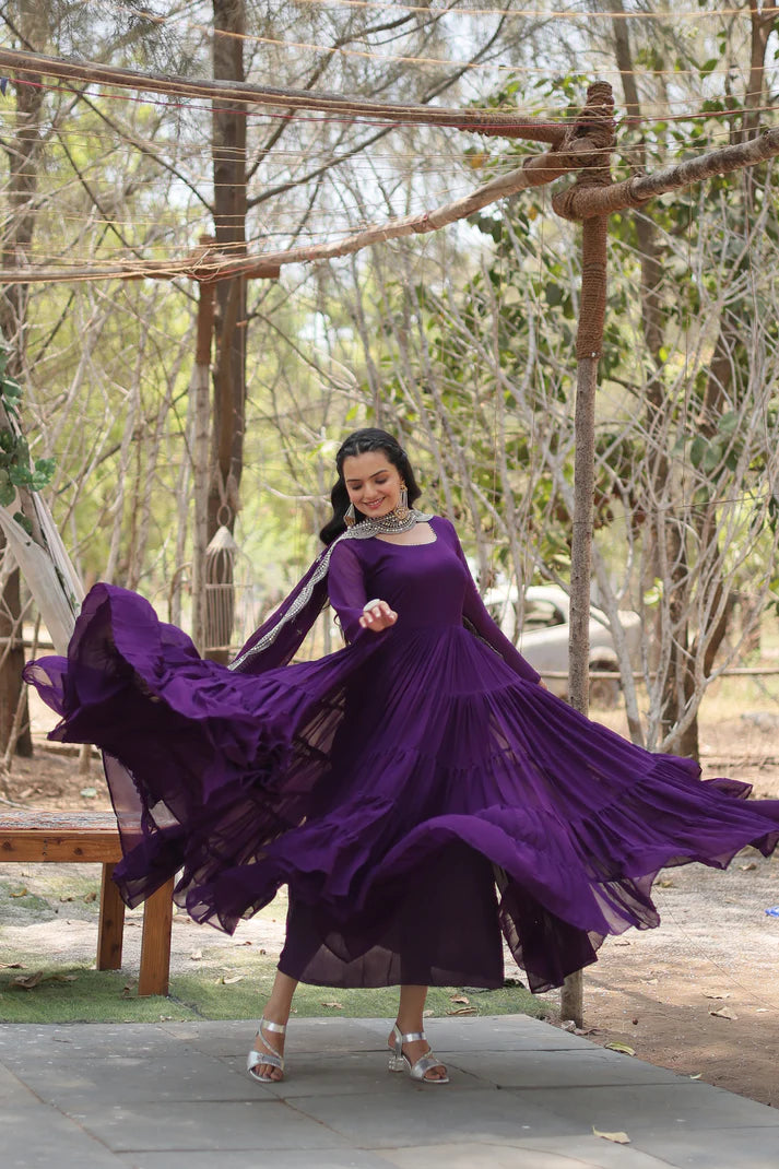 Desirable Women's gown Made With Faux Blooming Fabrics and Designer Embroidered Dupatta(WD16) (05)