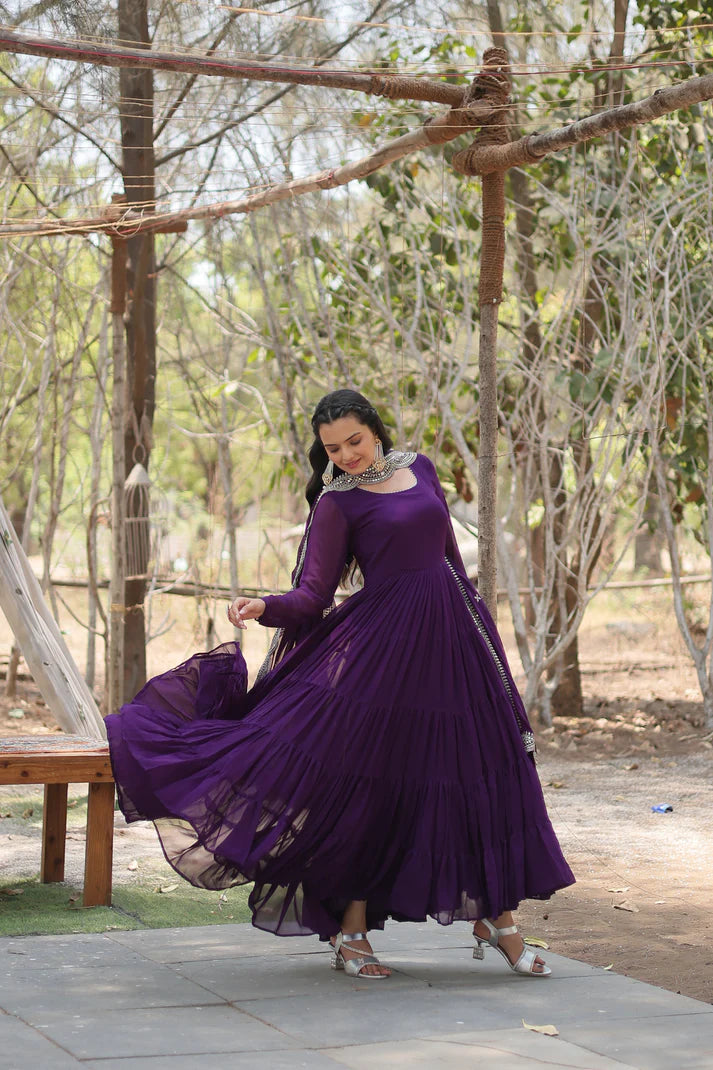 Desirable Women's gown Made With Faux Blooming Fabrics and Designer Embroidered Dupatta(WD16) (05)