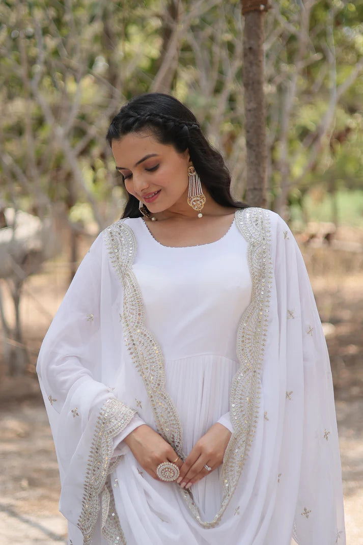 Desirable Women's gown Made With Faux Blooming Fabrics and Designer Embroidered Dupatta(WD16) (03)