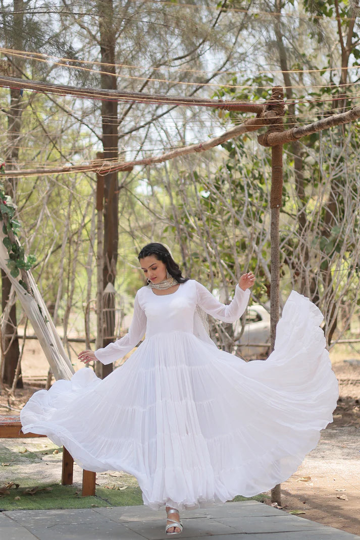Womensavtar Desirable Women's gown Made With Faux Blooming Fabrics and Designer Embroidered Dupatta