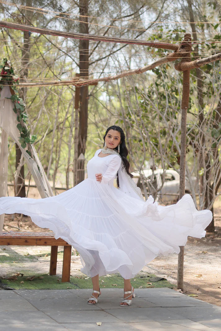 Desirable Women's gown Made With Faux Blooming Fabrics and Designer Embroidered Dupatta(WD16) (03)