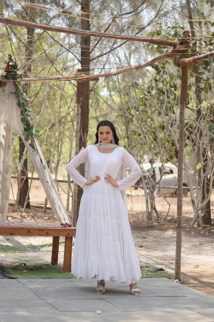 Desirable Women's gown Made With Faux Blooming Fabrics and Designer Embroidered Dupatta(WD16) (03)