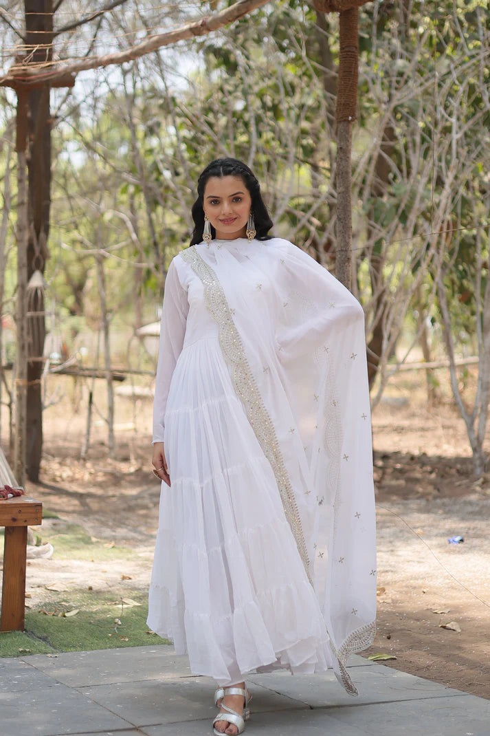 Desirable Women's gown Made With Faux Blooming Fabrics and Designer Embroidered Dupatta(WD16) (03)