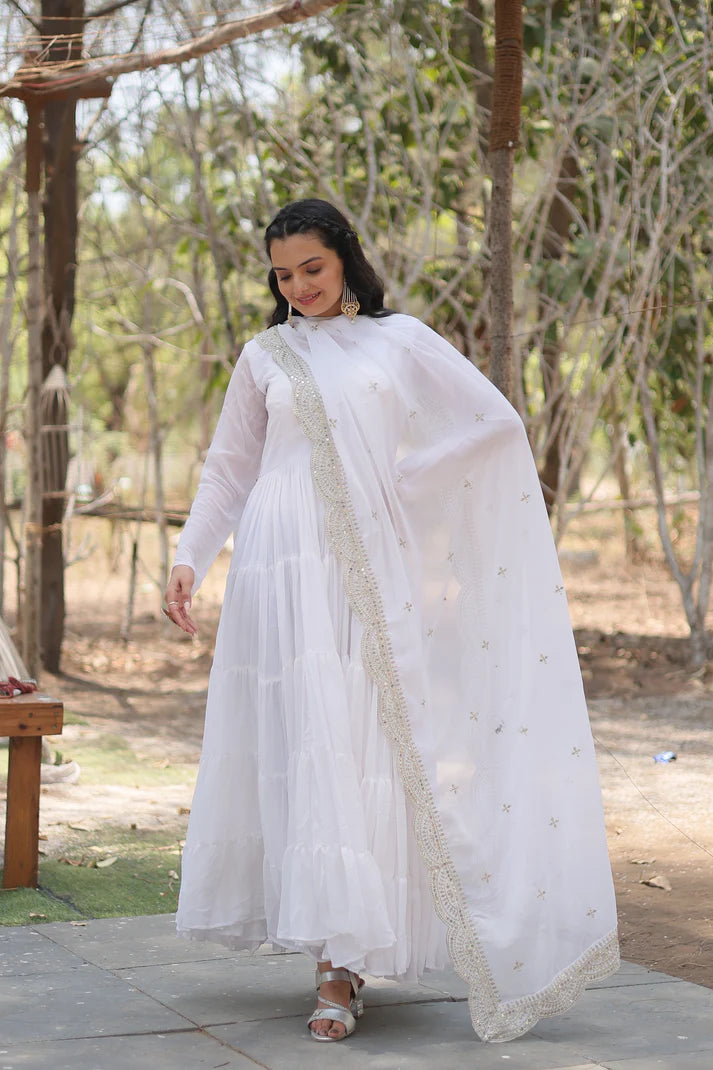 Desirable Women's gown Made With Faux Blooming Fabrics and Designer Embroidered Dupatta(WD16) (03)