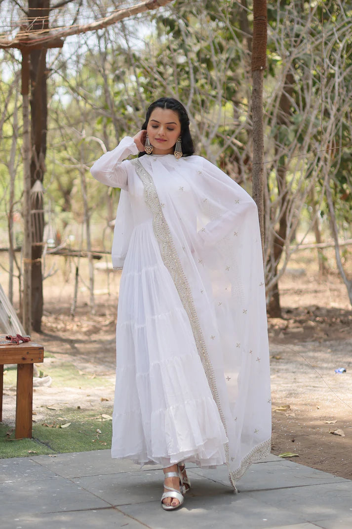Desirable Women's gown Made With Faux Blooming Fabrics and Designer Embroidered Dupatta(WD16) (03)