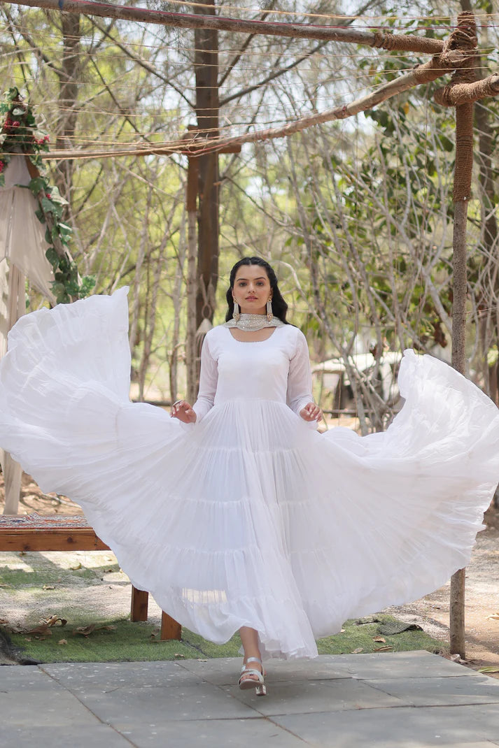 Desirable Women's gown Made With Faux Blooming Fabrics and Designer Embroidered Dupatta(WD16) (03)