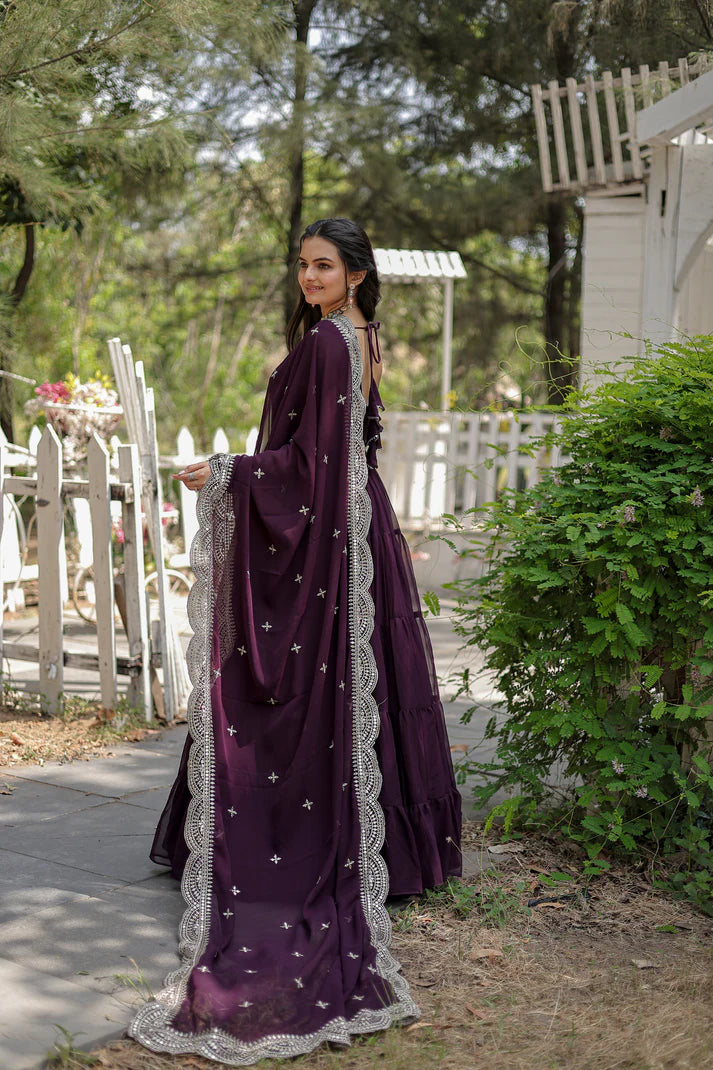 Desirable Women's gown Made With Faux Blooming Fabrics and Designer Embroidered Dupatta(WD16) (05)