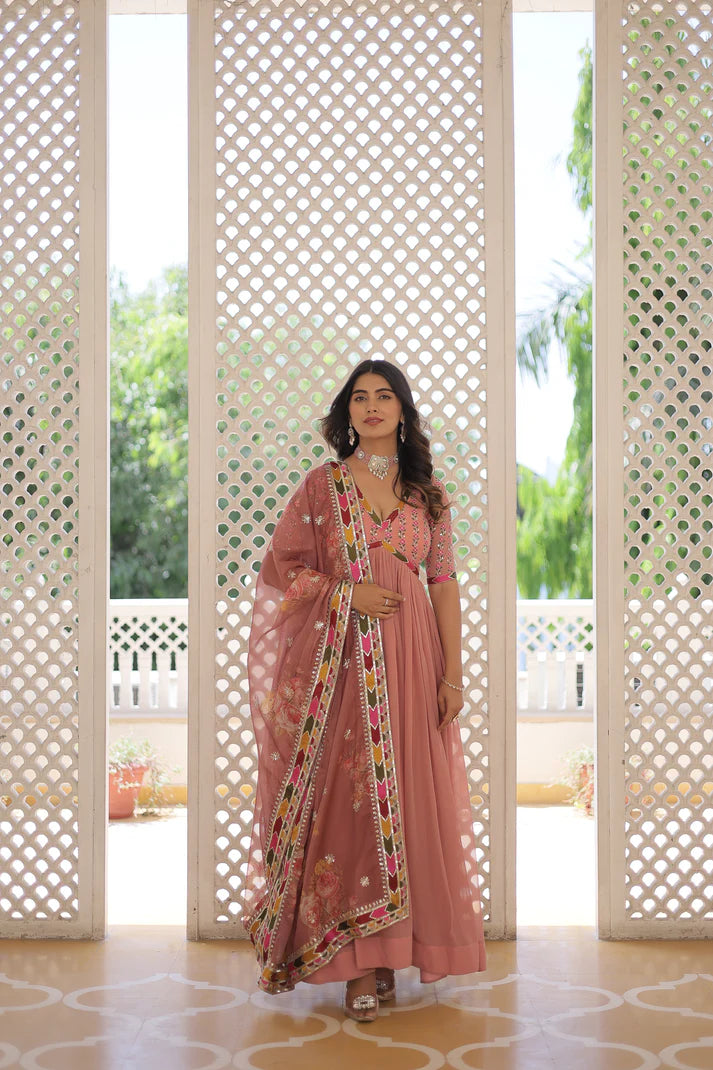 WOMENSAVTAR PREMIUM DESIGNER GOWN WITH DUPATTA