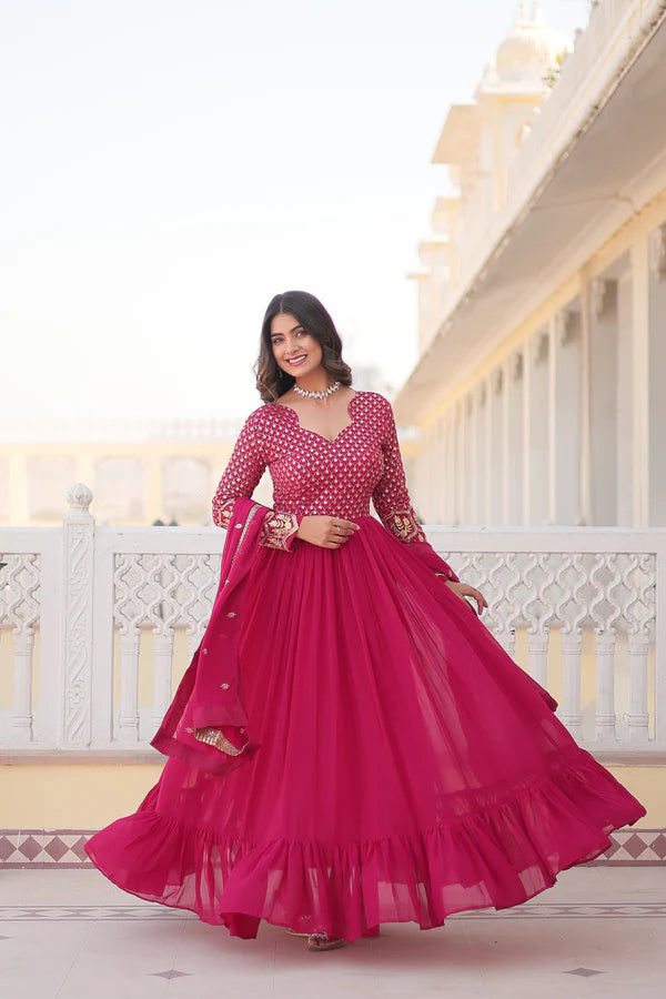 WOMENSAVTAR PREMIUM DESIGNER GOWN WITH DUPATTA