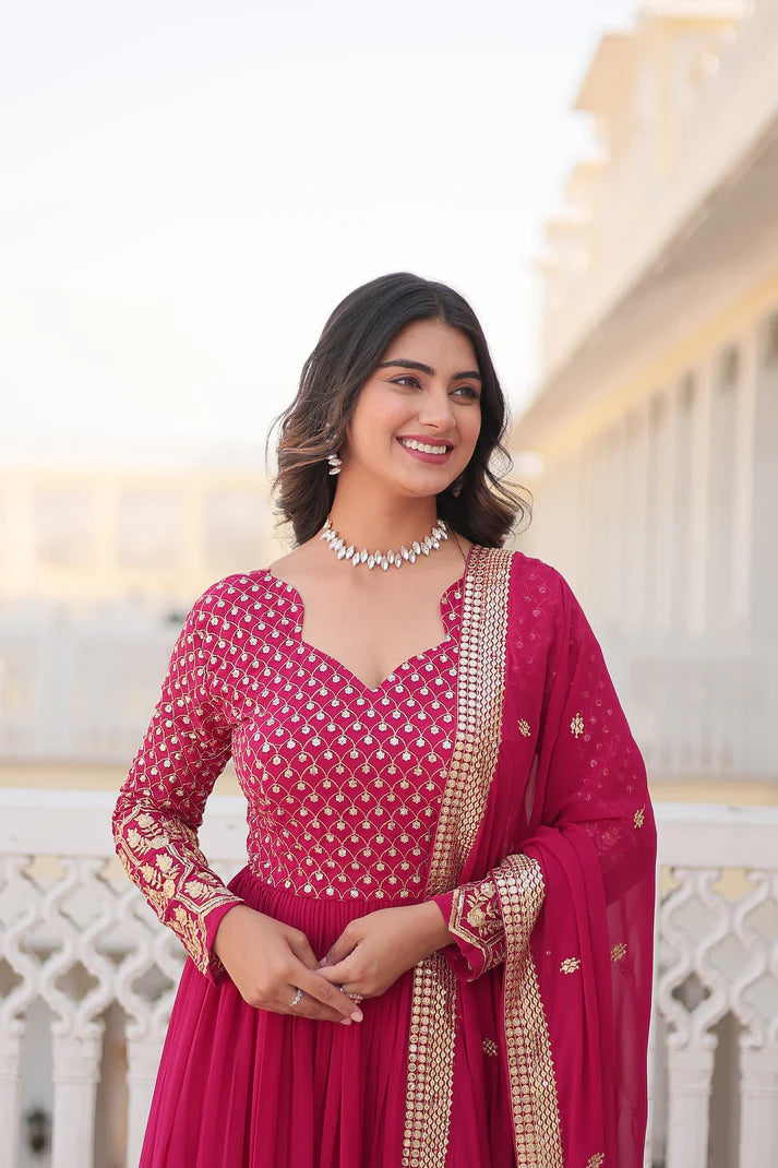 WOMENSAVTAR PREMIUM DESIGNER GOWN WITH DUPATTA