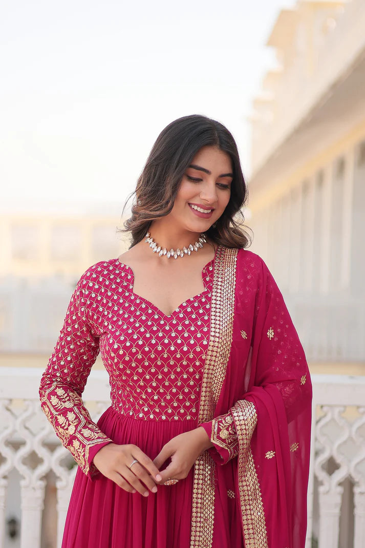 WOMENSAVTAR PREMIUM DESIGNER GOWN WITH DUPATTA