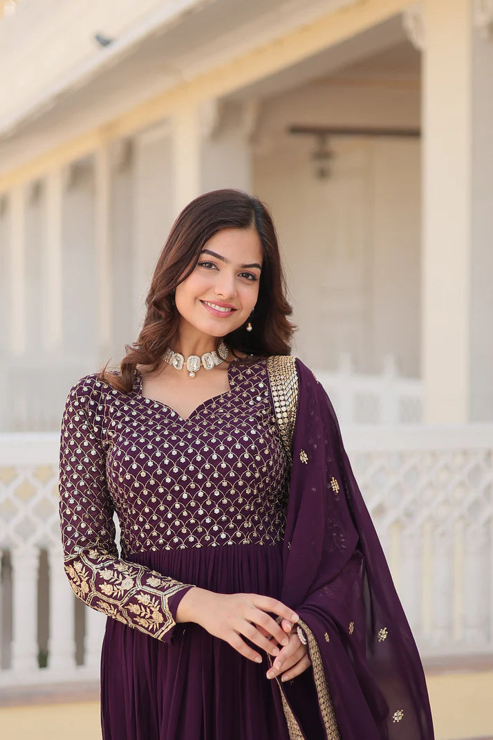 WOMENSAVTAR PREMIUM DESIGNER GOWN WITH DUPATTA