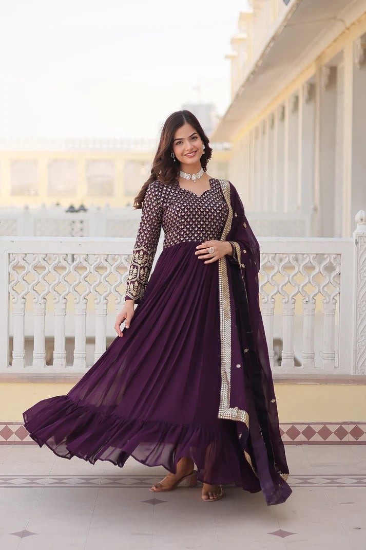WOMENSAVTAR PREMIUM DESIGNER GOWN WITH DUPATTA