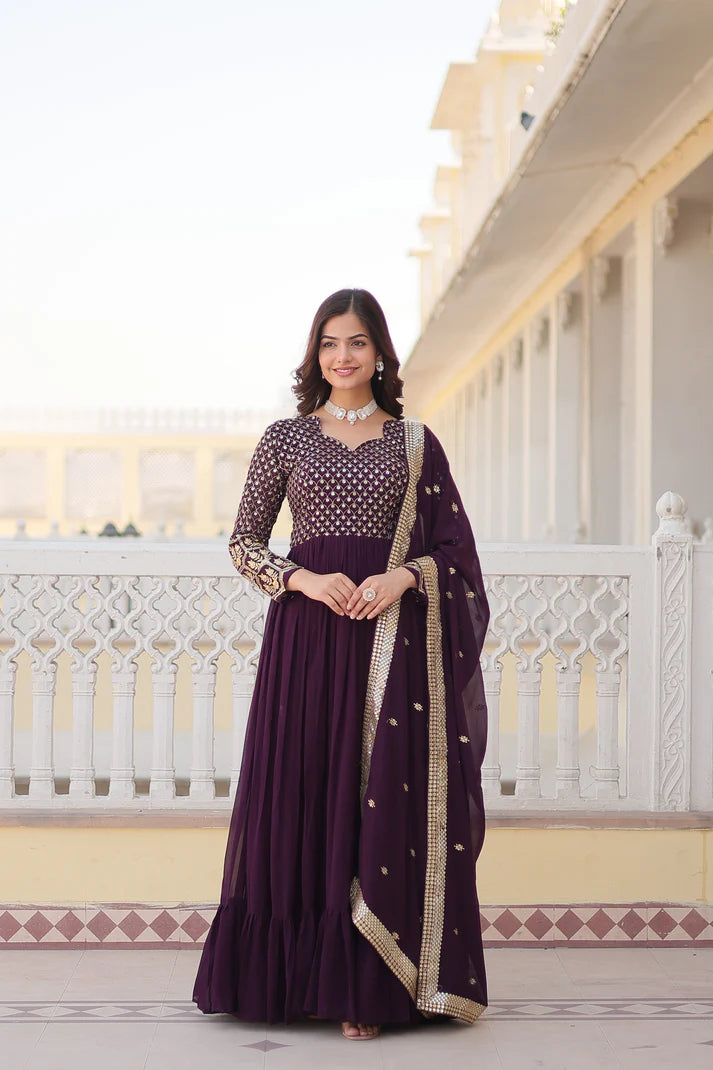 WOMENSAVTAR PREMIUM DESIGNER GOWN WITH DUPATTA