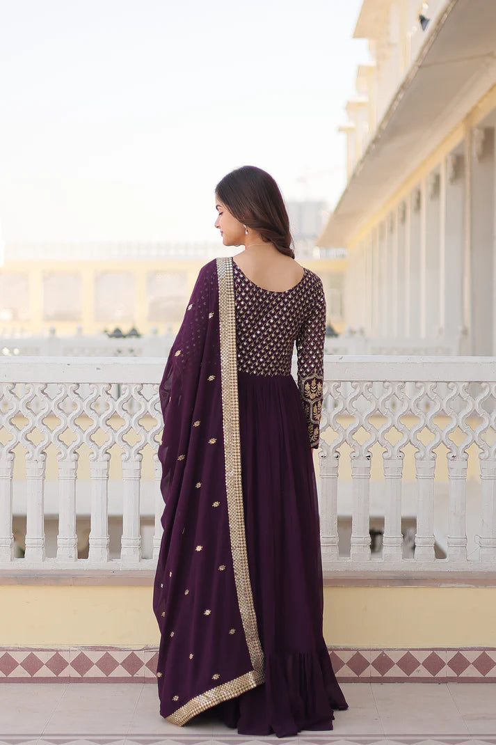 WOMENSAVTAR PREMIUM DESIGNER GOWN WITH DUPATTA