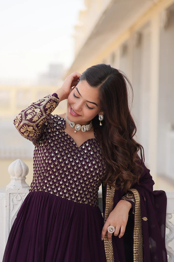WOMENSAVTAR PREMIUM DESIGNER GOWN WITH DUPATTA