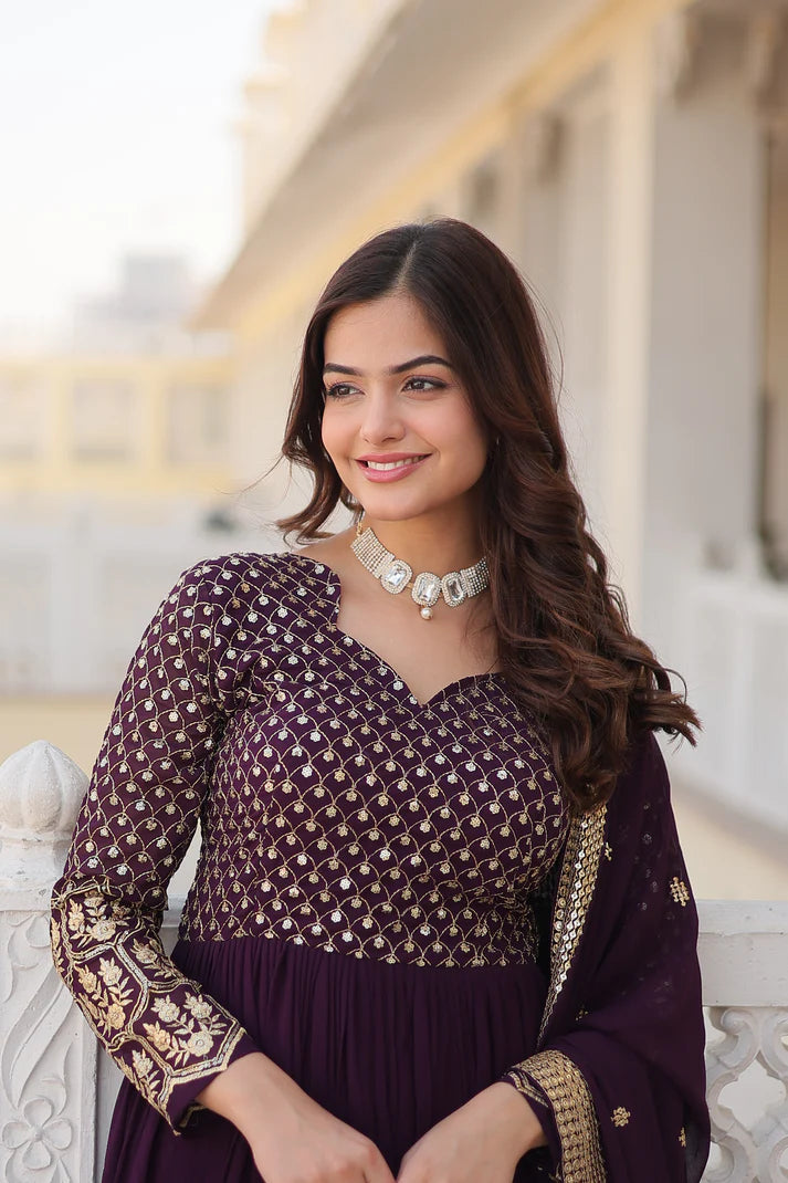 WOMENSAVTAR PREMIUM DESIGNER GOWN WITH DUPATTA