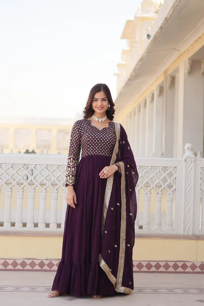 WOMENSAVTAR PREMIUM DESIGNER GOWN WITH DUPATTA