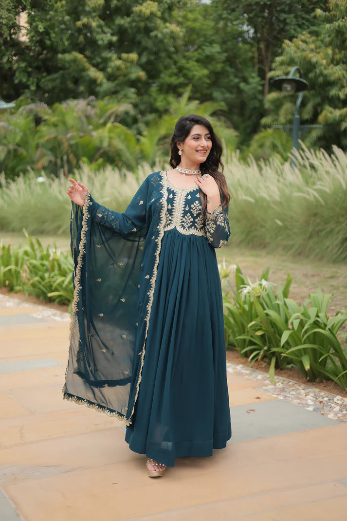FESTIVAL SPECIAL FAUX BLOOMING SEQUINS EMBROIDERED GOWN WITH DUPATTA (WD21)