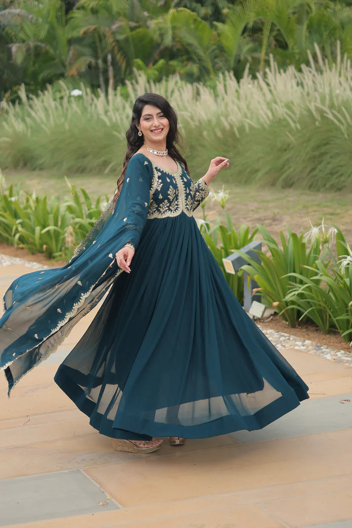 FESTIVAL SPECIAL FAUX BLOOMING SEQUINS EMBROIDERED GOWN WITH DUPATTA (WD21)