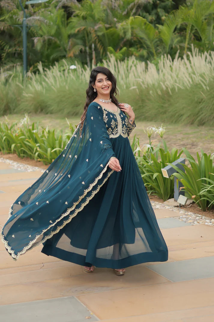 FESTIVAL SPECIAL FAUX BLOOMING SEQUINS EMBROIDERED GOWN WITH DUPATTA (WD21)