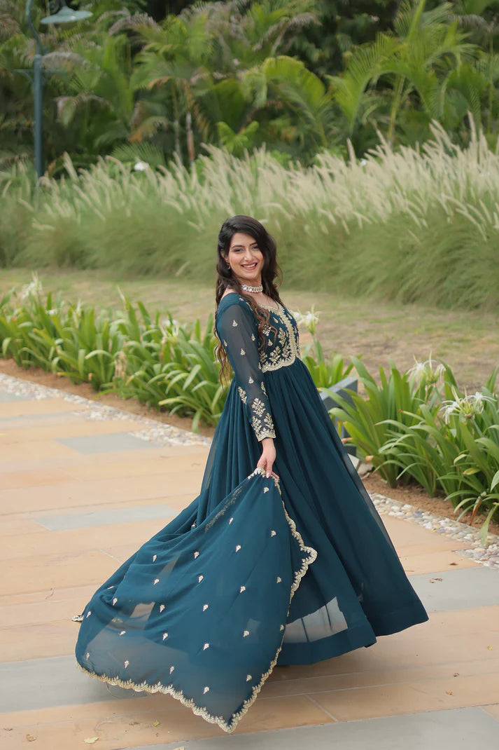 FESTIVAL SPECIAL FAUX BLOOMING SEQUINS EMBROIDERED GOWN WITH DUPATTA (WD21)