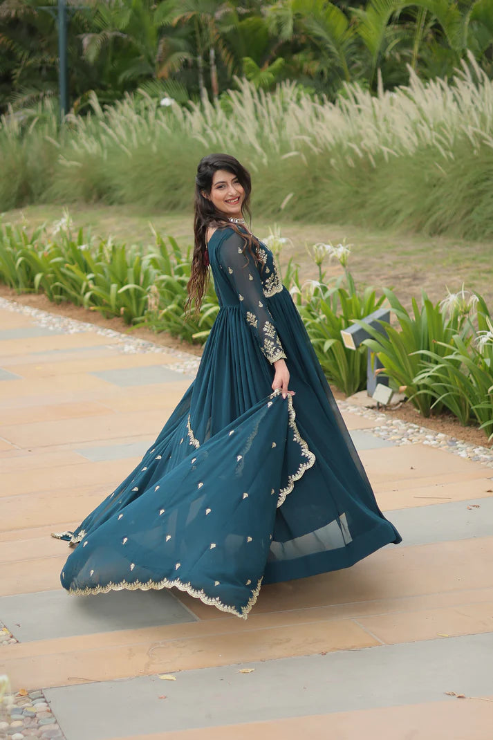 FESTIVAL SPECIAL FAUX BLOOMING SEQUINS EMBROIDERED GOWN WITH DUPATTA (WD21)