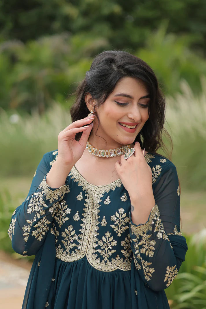 FESTIVAL SPECIAL FAUX BLOOMING SEQUINS EMBROIDERED GOWN WITH DUPATTA (WD21)