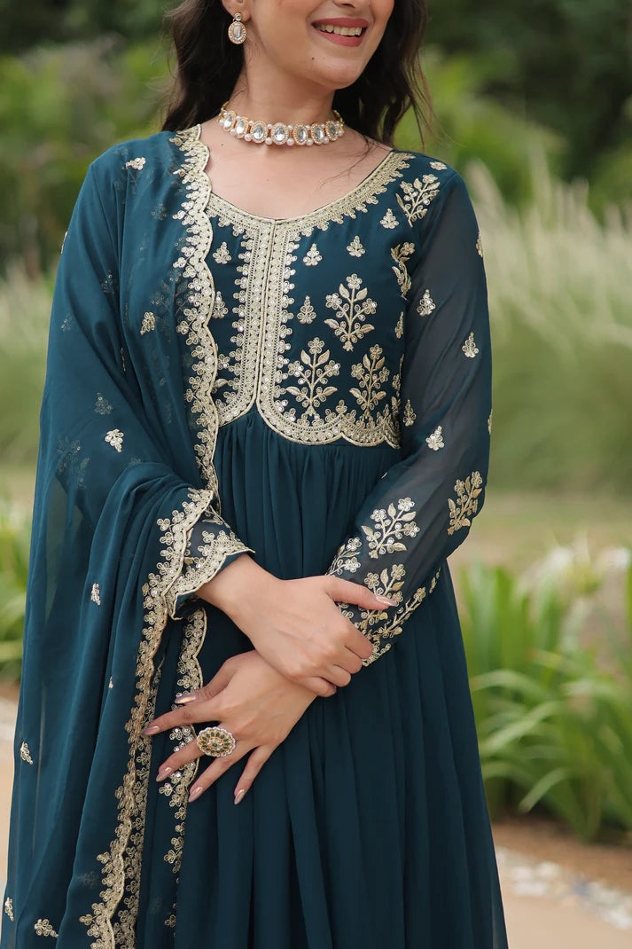 FESTIVAL SPECIAL FAUX BLOOMING SEQUINS EMBROIDERED GOWN WITH DUPATTA (WD21)