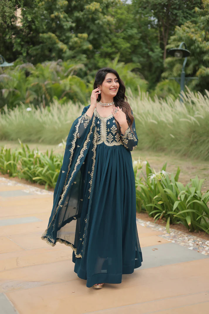 FESTIVAL SPECIAL FAUX BLOOMING SEQUINS EMBROIDERED GOWN WITH DUPATTA (WD21)