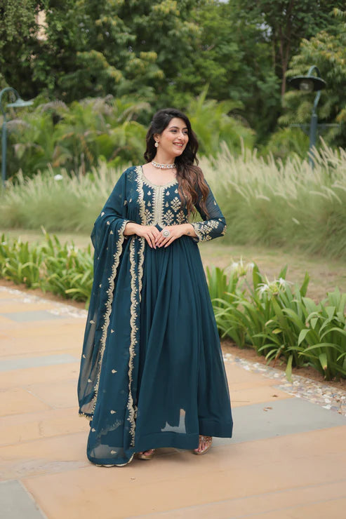 FESTIVAL SPECIAL FAUX BLOOMING SEQUINS EMBROIDERED GOWN WITH DUPATTA (WD21)