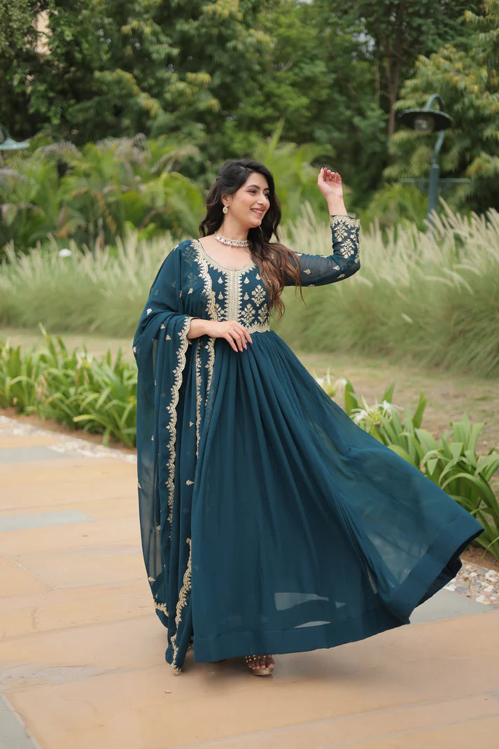 FESTIVAL SPECIAL FAUX BLOOMING SEQUINS EMBROIDERED GOWN WITH DUPATTA (WD21)