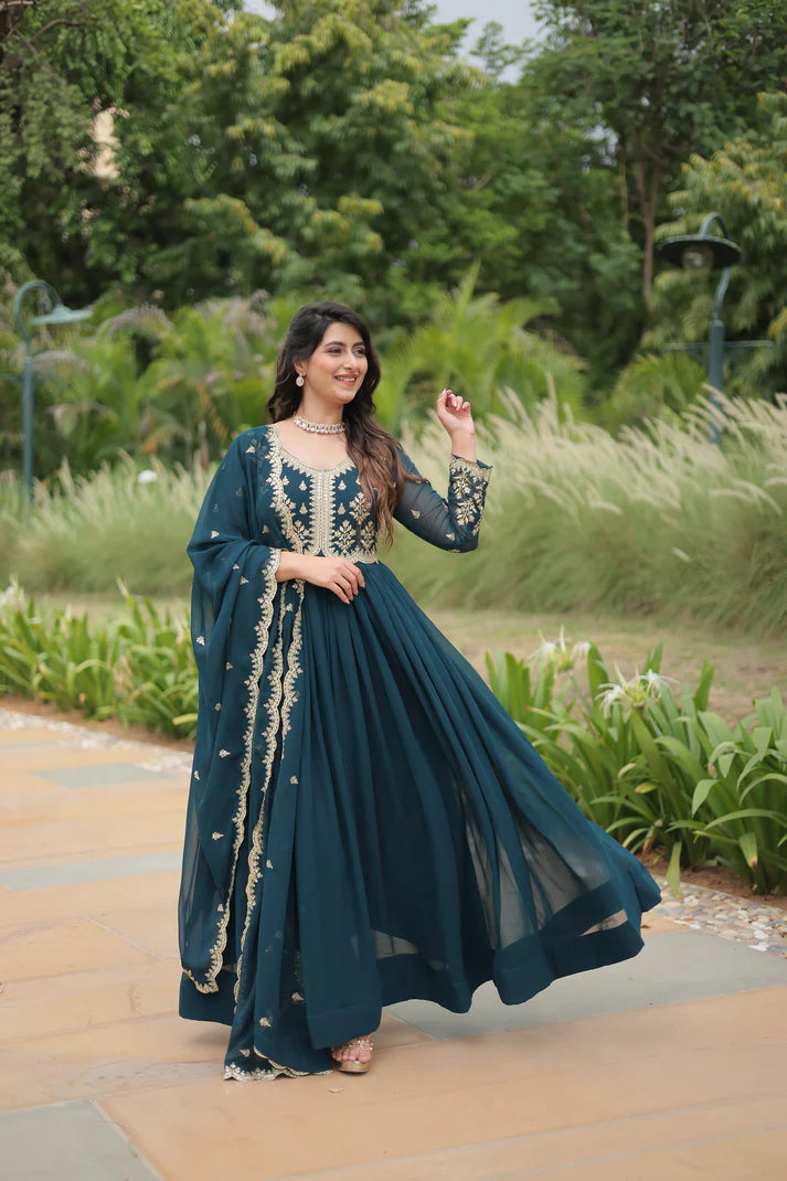 FESTIVAL SPECIAL FAUX BLOOMING SEQUINS EMBROIDERED GOWN WITH DUPATTA (WD21)