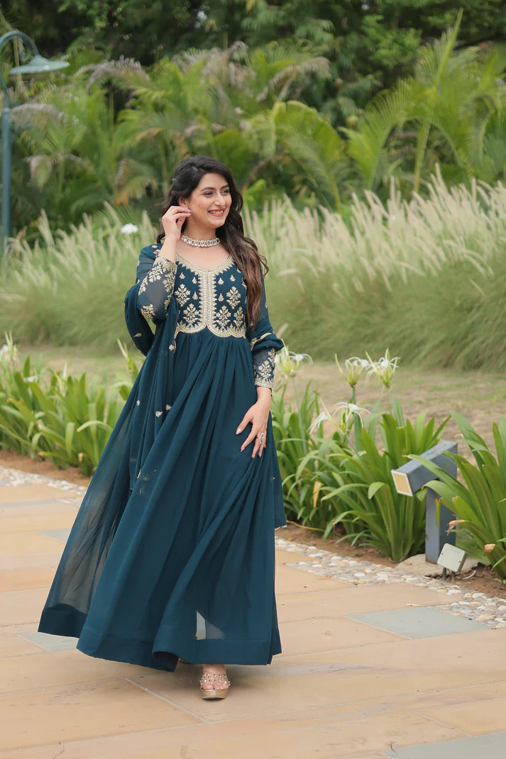 FESTIVAL SPECIAL FAUX BLOOMING SEQUINS EMBROIDERED GOWN WITH DUPATTA (WD21)