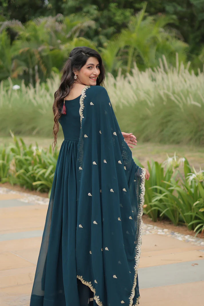 FESTIVAL SPECIAL FAUX BLOOMING SEQUINS EMBROIDERED GOWN WITH DUPATTA (WD21)