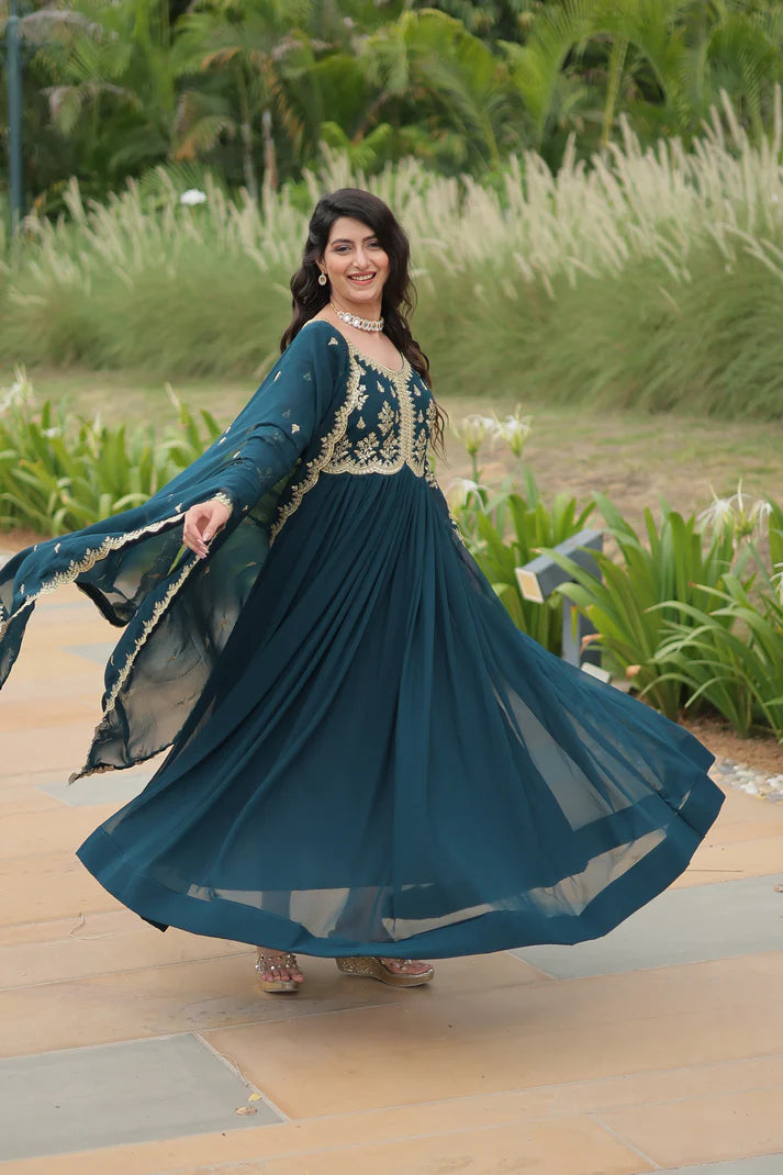 FESTIVAL SPECIAL FAUX BLOOMING SEQUINS EMBROIDERED GOWN WITH DUPATTA (WD21)