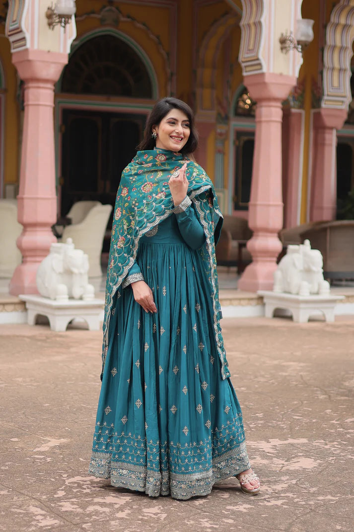 FESTIVAL SPECIAL SEQUINS EMBROIDERES GOWN WITH DUPATTA(WD143)