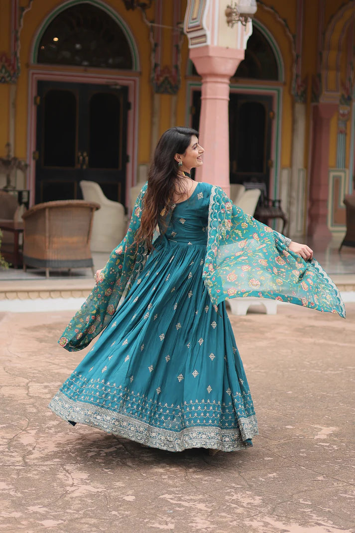 FESTIVAL SPECIAL SEQUINS EMBROIDERES GOWN WITH DUPATTA(WD143)