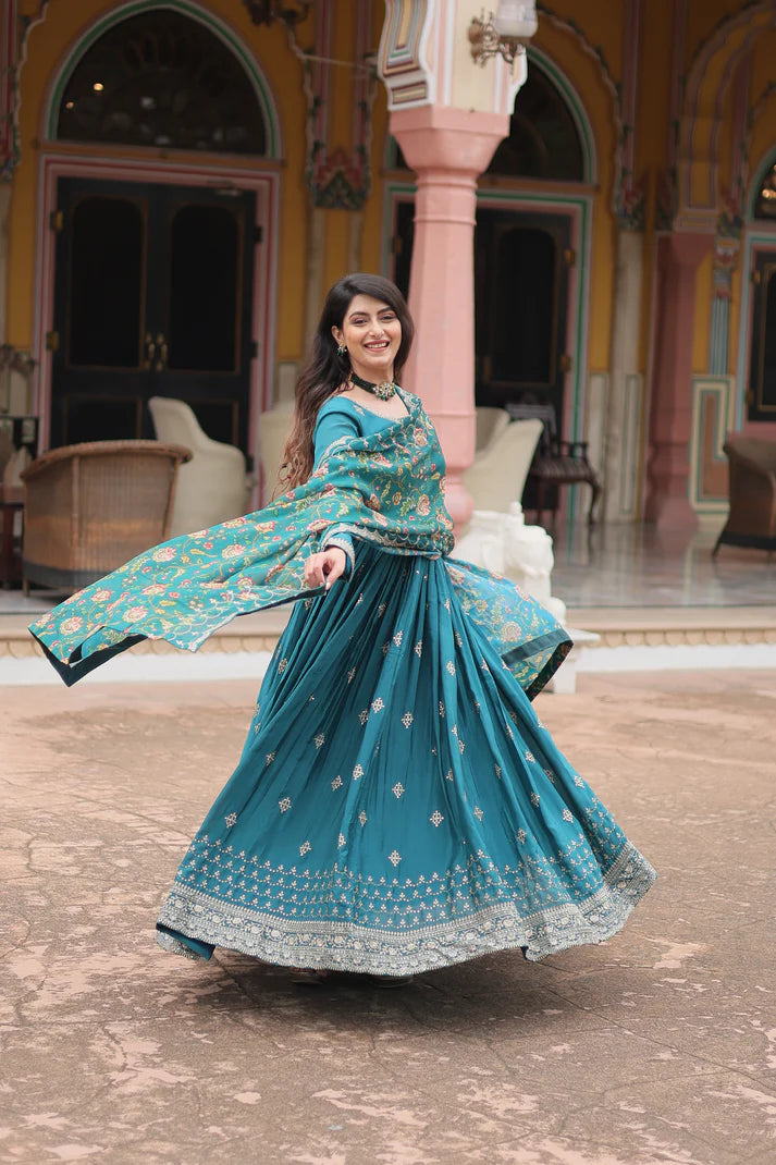 FESTIVAL SPECIAL SEQUINS EMBROIDERES GOWN WITH DUPATTA(WD143)