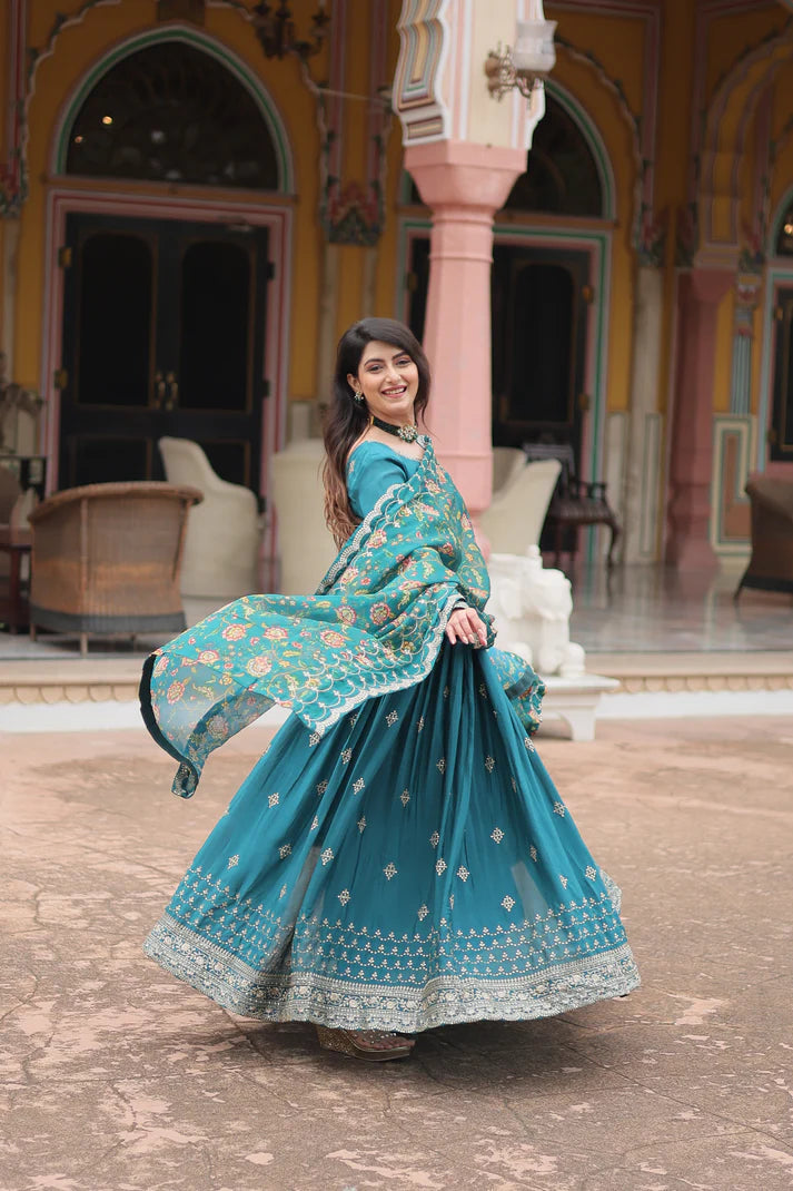 FESTIVAL SPECIAL SEQUINS EMBROIDERES GOWN WITH DUPATTA(WD143)